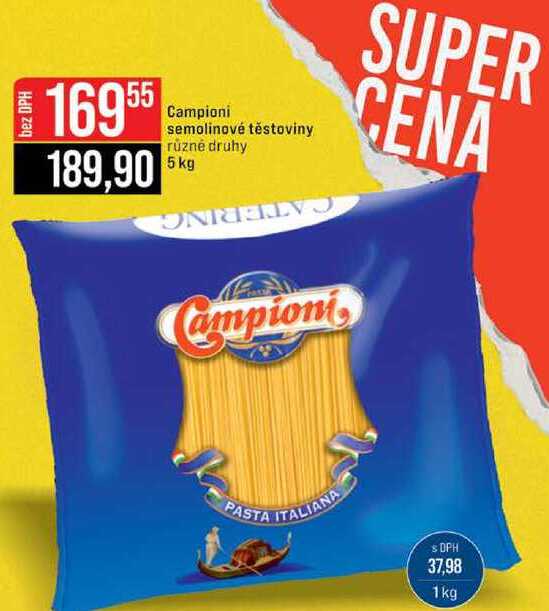Campioni semolinové těstoviny různé druhy 5 kg