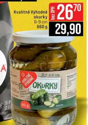 Kvalitně Výhodně okurky 6-9 cm 660 g 