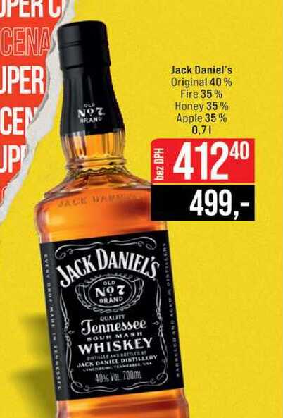 Jack Daniel's Original 40% Fire 35% Honey 35% Apple 35% 0,7l