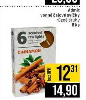 Admit vonné čajové svíčky různé druhy 6 ks