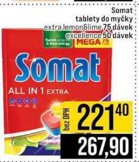 Somat tablety do myčky extra lemonSlime 75 dávek excellence 50 dávek
