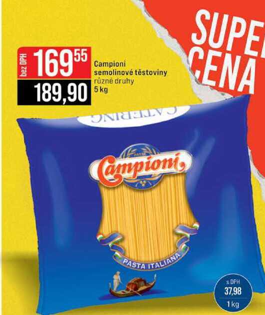 Campioni semolinové těstoviny různé druhy 5 kg 