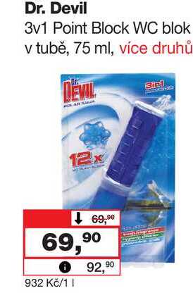 Dr. Devil 3v1 Point Block WC blok v tubě, 75 ml