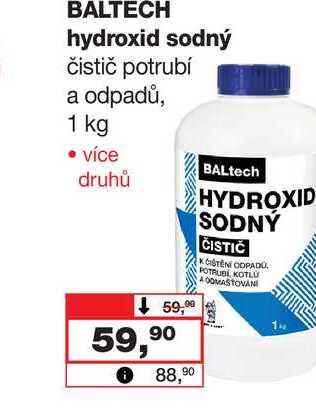 BALTECH hydroxid sodný čistič potrubí a odpadů, 1 kg 