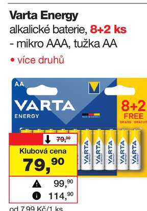 Varta Energy alkalické baterie, 8+2 ks