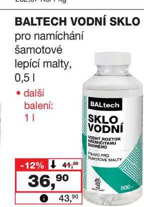 BALTECH VODNÍ SKLO pro namíchání šamotové lepící malty, 0,5l