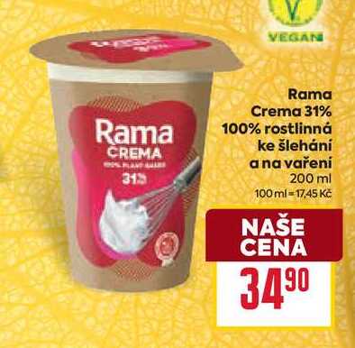 Rama Crema 31% 100% rostlinná ke šlehání a na vaření 200 ml