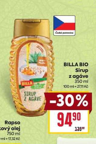 BILLA BIO Sirup z agáve 350 ml
