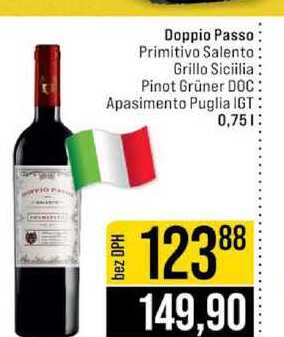 Doppio Passo Primitivo Salento Grillo Sicilia Pinot Grüner DOC Apasimento Puglia IGT 0,75l