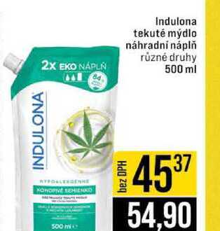 Indulona tekuté mýdlo náhradní náplň různé druhy 500 ml