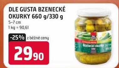 DLE GUSTA BZENECKÉ OKURKY 660 g/330 g 5-7 cm