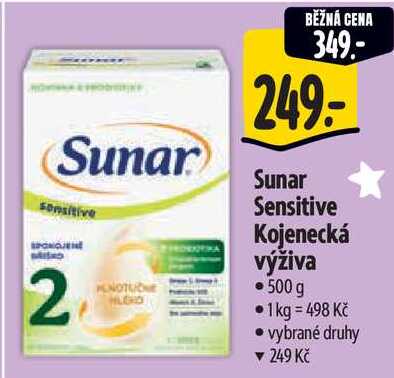 Sunar Sensitive Kojenecká výživa, 500 g 
