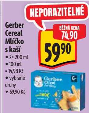 Gerber Cereal Mlíčko s kaší, 2x 200 ml