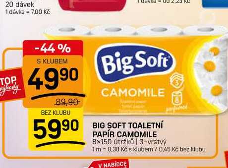 BIG SOFT TOALETNÍ PAPÍR CAMOMILE 8x150 útržků