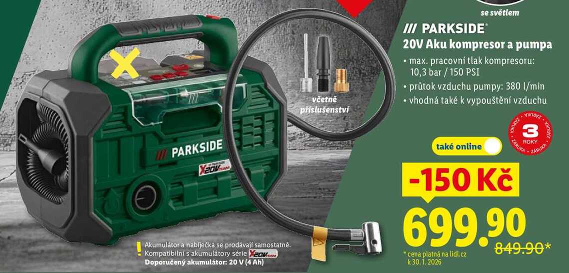 20V Aku kompresor a pumpa 