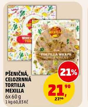 PŠENIČNÁ, CELOZRNNÁ TORTILLA MEXILLA, 6x 60 g