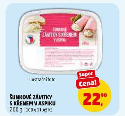 ŠUNKOVÉ ZÁVITKY S KŘENEM V ASPIKU, 200 g