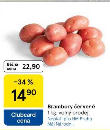 Brambory červené, 1 kg, volný prodej  