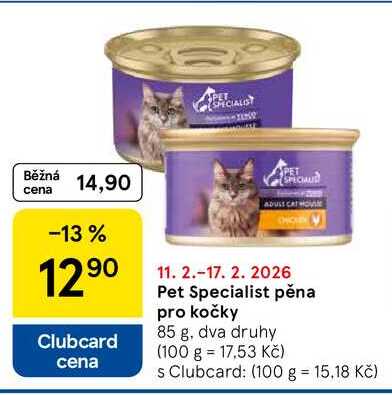 Pet Specialist pěna pro kočky, 85 g, dva druhy  