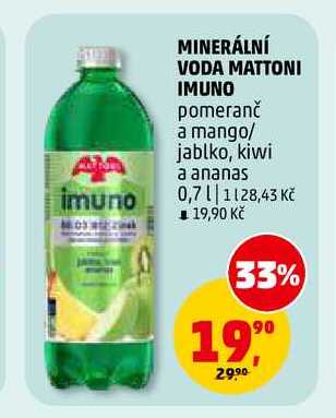 MINERÁLNÍ VODA MATTONI IMUNO, 0,7 l