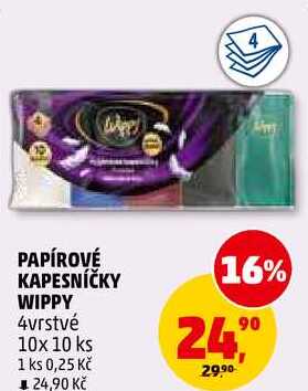 PAPÍROVÉ KAPESNÍČKY WIPPY, 10x 10 ks 