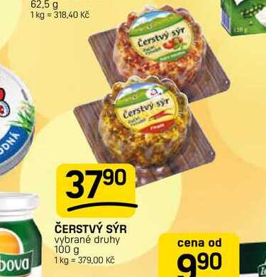 ČERSTVÝ SÝR vybrané druhy 100 g 