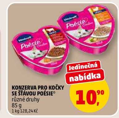 KONZERVA PRO KOČKY SE ŠŤÁVOU POÉSIE, 85 g 