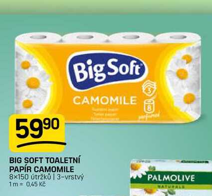 BIG SOFT TOALETNÍ PAPÍR CAMOMILE 8x150 útržků 