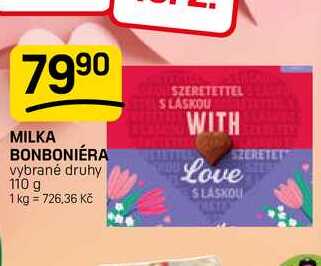 MILKA BONBONIÉRA vybrané druhy 110 g 