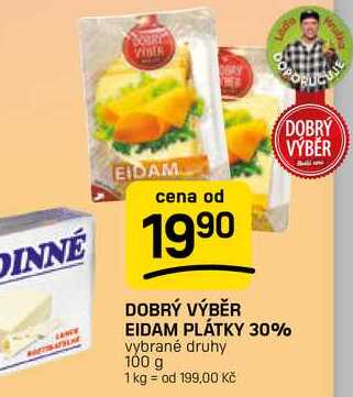 DOBRÝ VÝBĚR EIDAM PLÁTKY 30% vybrané druhy 100 g