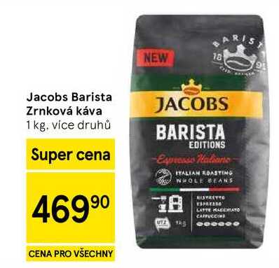 Jacobs Barista Zrnková káva, 1 kg 