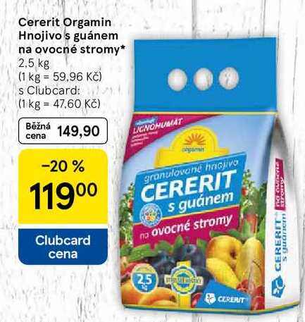 Cererit Orgamin Hnojivo s guánem na ovocné stromy, 2,5 kg 