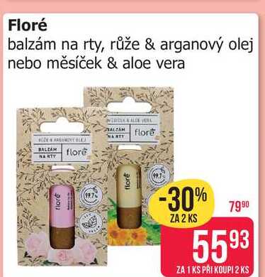 Floré balzám na rty, růže & arganový olej nebo měsíček & aloe vera  