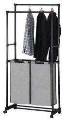 Věšák na oblečení s košem na prádlo SILVER