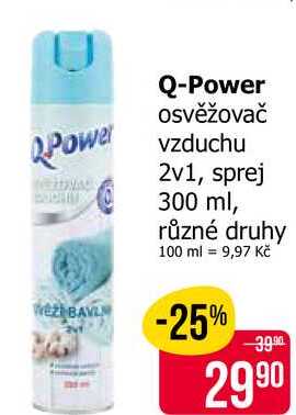 Q-Power osvěžovač vzduchu 2v1, sprej 300 ml