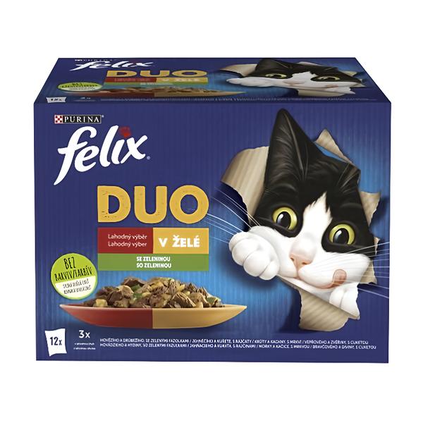Felix Fantastic DUO kapsičky pro kočky hovězí a drůbeží, jehněčí a kuře, krůta a kachna, vepřové a zvěřina 12x85g