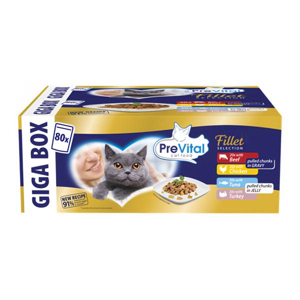 PreVital kapsičky pro kočky, maso, tuňák želé, omáčka 80x85g