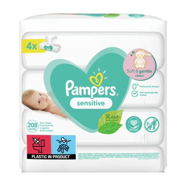 Pampers Wipes Sensitive, 4x 52 ks
