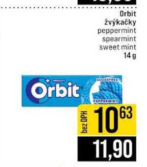 Orbit žvýkačky peppermint spearmint sweet mint 14 g