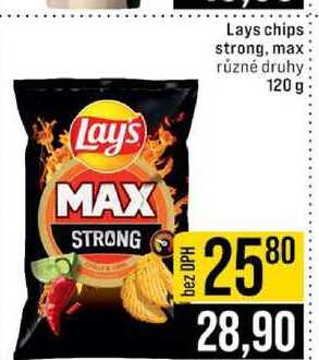 Lays chips strong, max různé druhy 120 g
