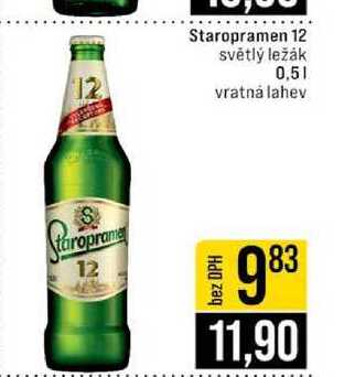 Staropramen 12 světlý ležák 0,5l v akci