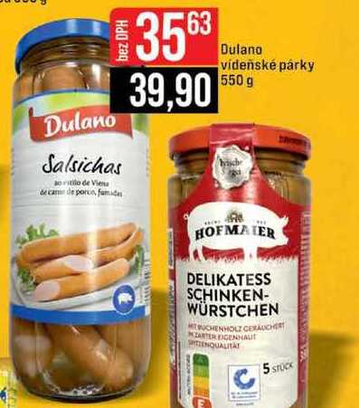Dulano vídeňské párky 550 g 