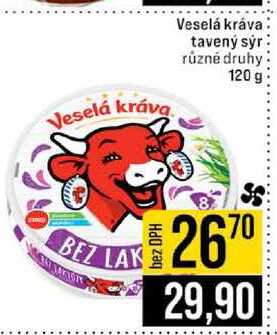 Veselá kráva tavený sýr různé druhy 120 g 