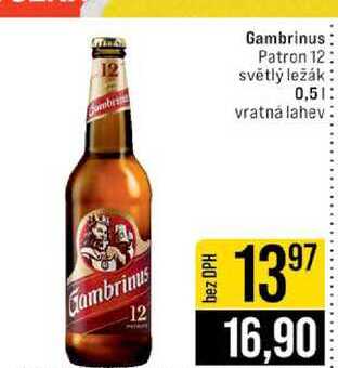 Gambrinus Patron 12 světlý ležák 0,5l 