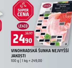 VINOHRADSKÁ ŠUNKA NEJVYŠŠÍ JAKOSTI 100 g
