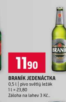 BRANÍK JEDENÁCTKA 0,5l pivo světlý ležák 