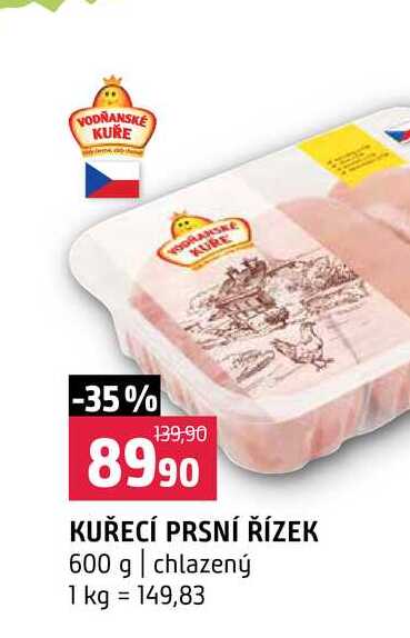 KUŘECÍ PRSNÍ ŘÍZEK 600 g chlazený 