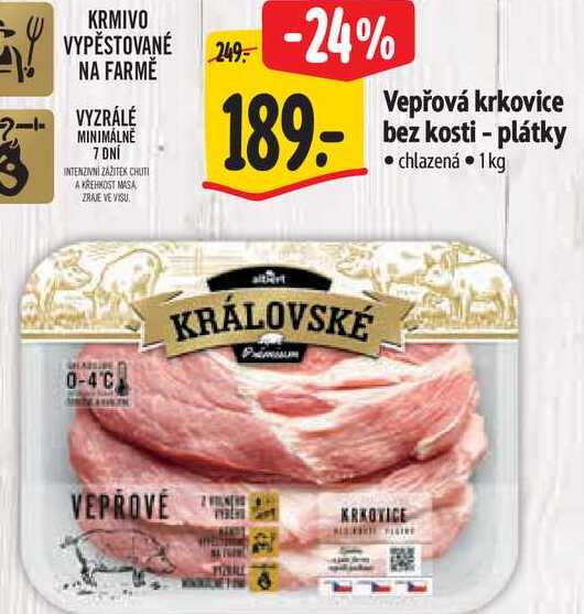 Vepřová krkovice bez kosti - plátky chlazená 1 kg