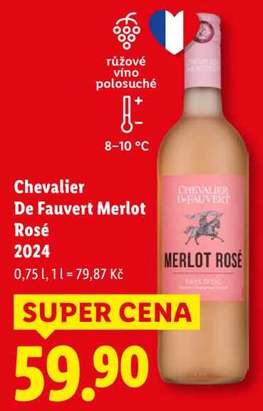 Chevalier De Fauvert Merlot Rosé 2024, 0,75 l