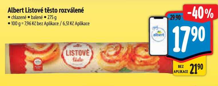 Albert Listové těsto rozválené, 275 g